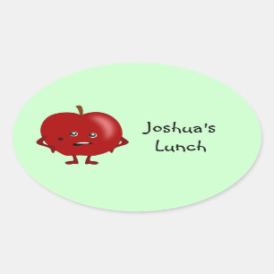 Personalised Lunch Labels: Apple Oval Sticker