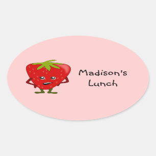 Personalised Lunch Labels: Strawberry Oval Sticker
