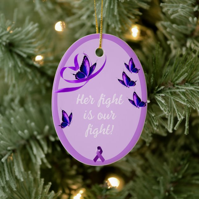 Personalised Lupus Support Purple Heart Ceramic Or Ornament (Tree)