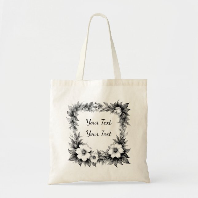 Personalised Lush Floral Frame Tote (Front)