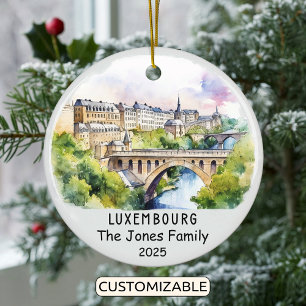 Personalised Luxembourg Ornament, Europe Ceramic Ornament