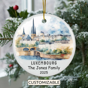 Personalised Luxembourg Ornament, Europe Ceramic Ornament