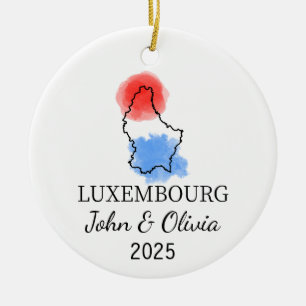 Personalised Luxembourg Ornament, Luxembourg Flag Ceramic Ornament