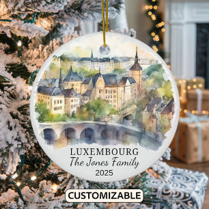 Personalised Luxembourg Ornament, Luxembourg Gift Ceramic Ornament