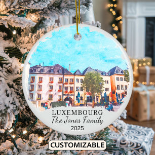 Personalised Luxembourg Ornament, Luxembourg Gift Ceramic Ornament