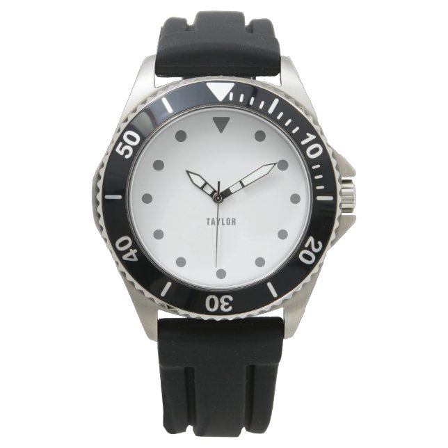 Personalised Luxury Classic Black Rubber Watch (Front)