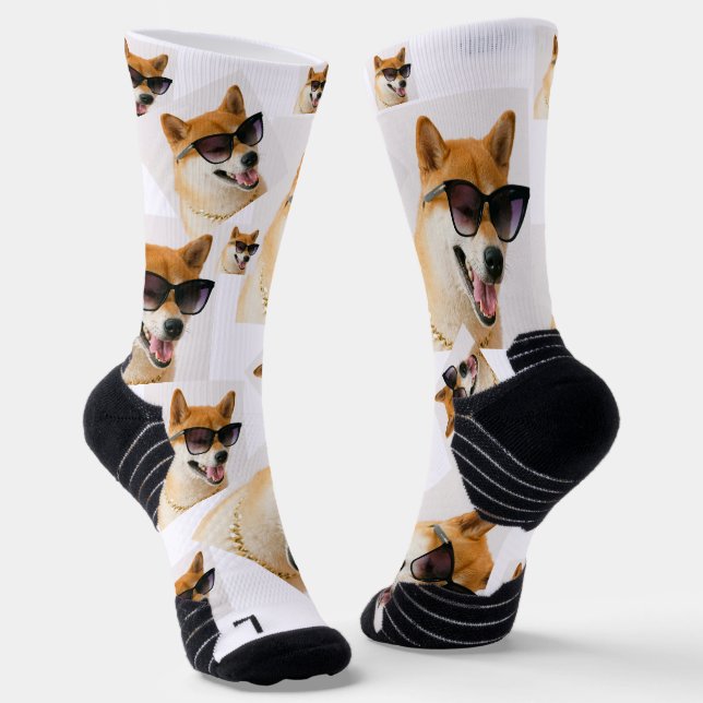 Personalised luxury dog pattern socks (Angled)