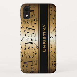 Personalised Luxury Gold and Black Music Notes iPhone XR Case