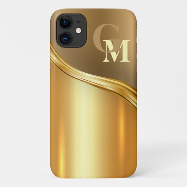 Personalised Luxury Look Modern Golden Case-Mate iPhone Case (Back)