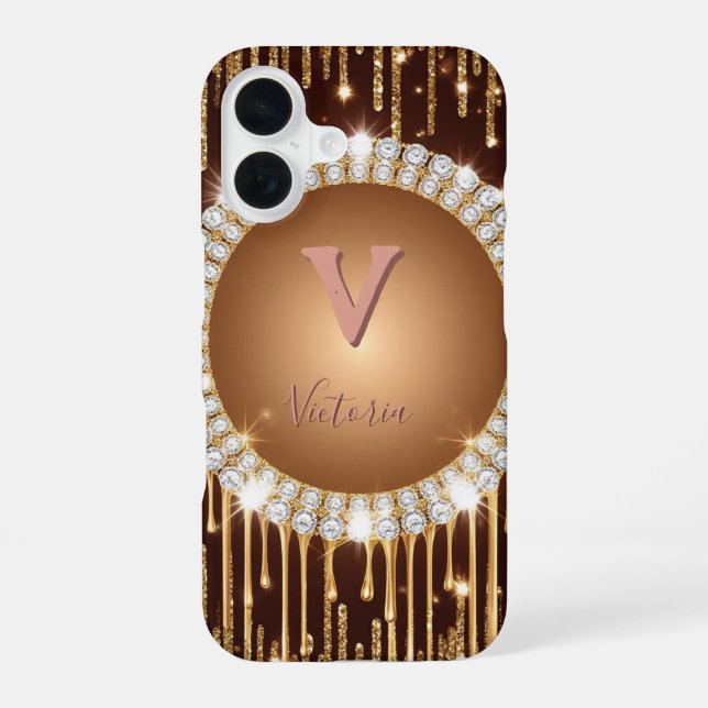 Personalised luxury monogram letter iPhone 16 case (Back)