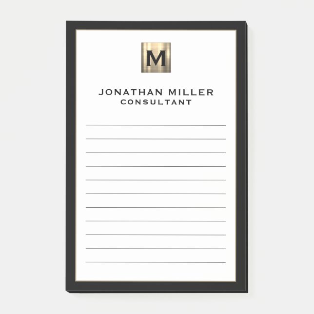 Personalised Luxury Monogram Lined Post-it Notes (Front)