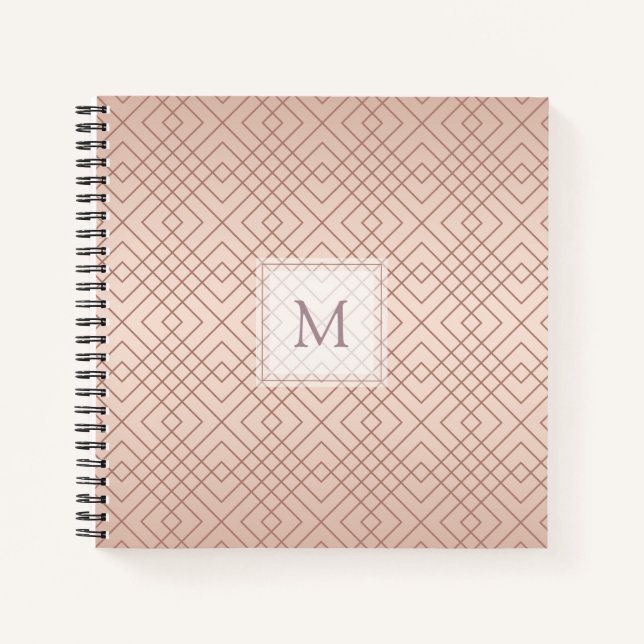Personalised Luxury pattern Rose Gold Notebook (Front)