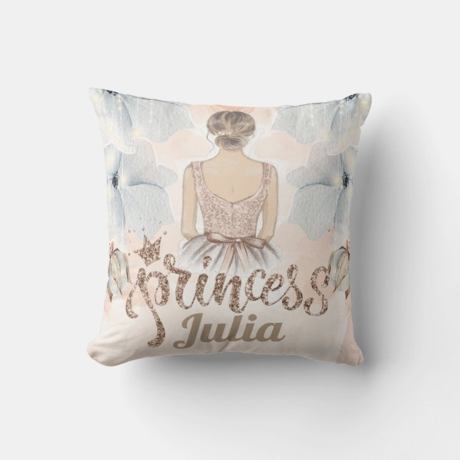 Personalised Luxury Princess Beige glitter Cushion (Front)