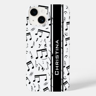 Personalised Luxury White and Black Music Notes Case-Mate iPhone 14 Case