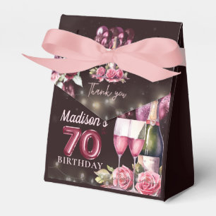 Personalised Luxury Wine & Balloons 70th Birthday Favour Box