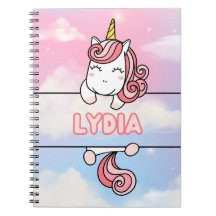 Personalised Lydia Unicorn Girlie Notebook
