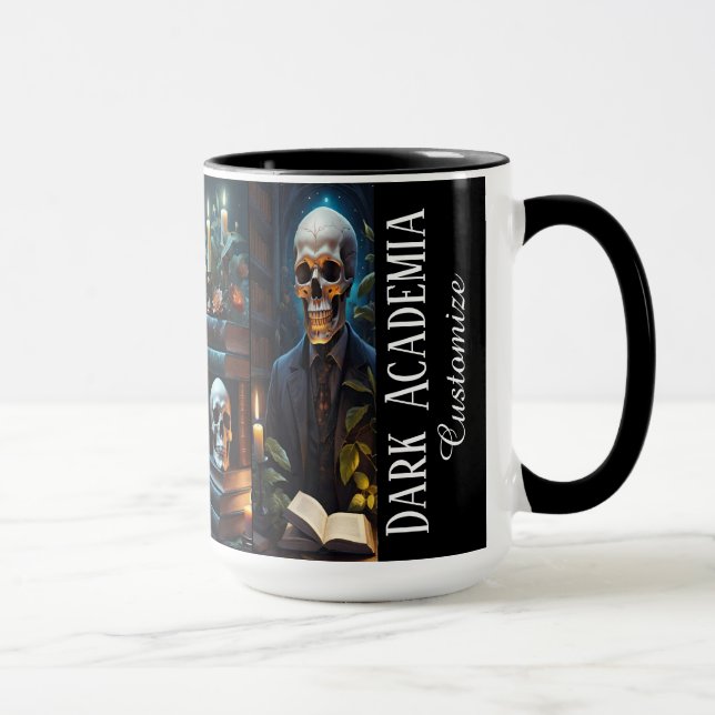 Personalised Macabre Library Dark Academia Mug (Right)