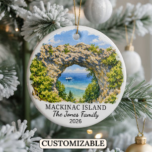 Personalised Mackinac Island, Custom Michigan Ceramic Ornament