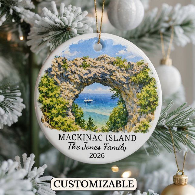 Personalised Mackinac Island, Custom Michigan Ceramic Ornament (Creator Uploaded)