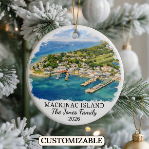 Personalised Mackinac Island, Custom Michigan Ceramic Ornament
