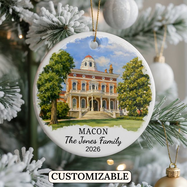 Personalised Macon Ornament, Custom Georgia Ceramic Ornament (Creator Uploaded)