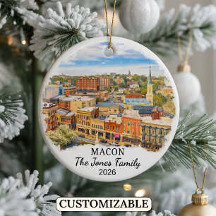 Personalised Macon Ornament, Custom Georgia Ceramic Ornament