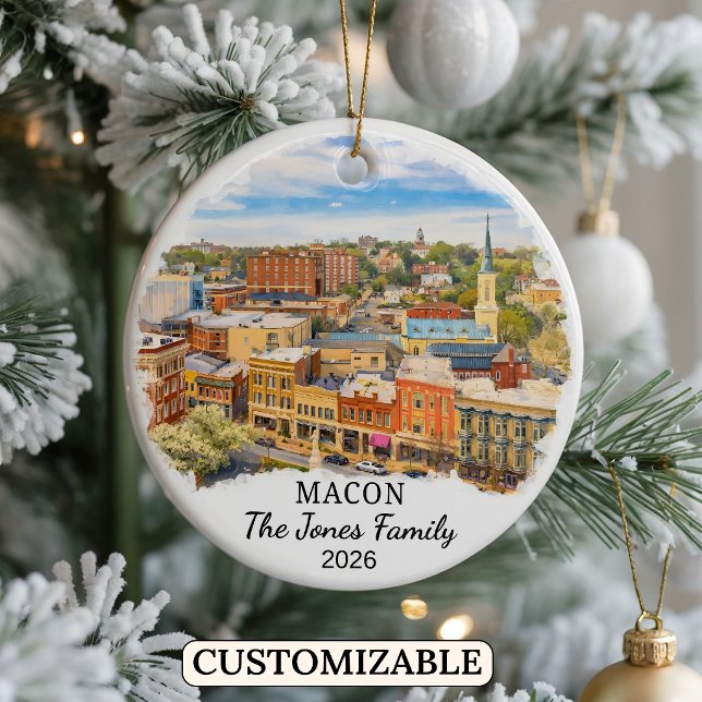 Personalised Macon Ornament, Custom Georgia Ceramic Ornament (Creator Uploaded)