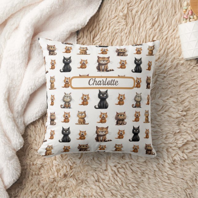 Personalised Mad Funny Cats   Cushion (Blanket)