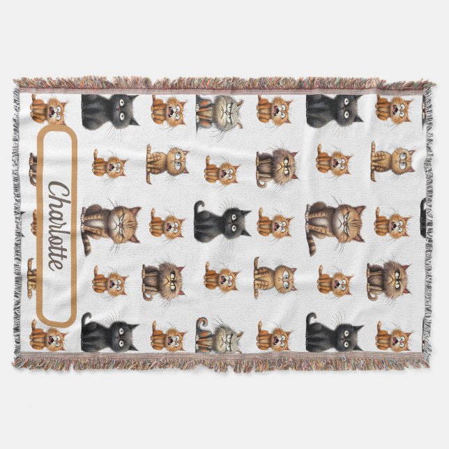 Personalised Mad Funny Cats   Throw Blanket (Front)