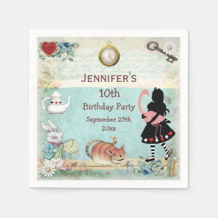Personalised Mad Hatter Birthday Party Napkin