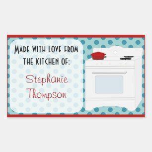 Personalised Made From The Kitchen Of Retro Stove Rectangular Sticker