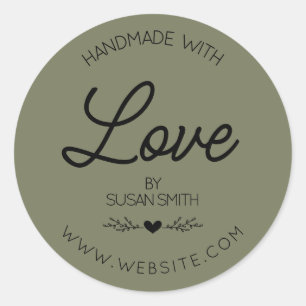 Personalised Made with Love Handmade Classic Round Sticker