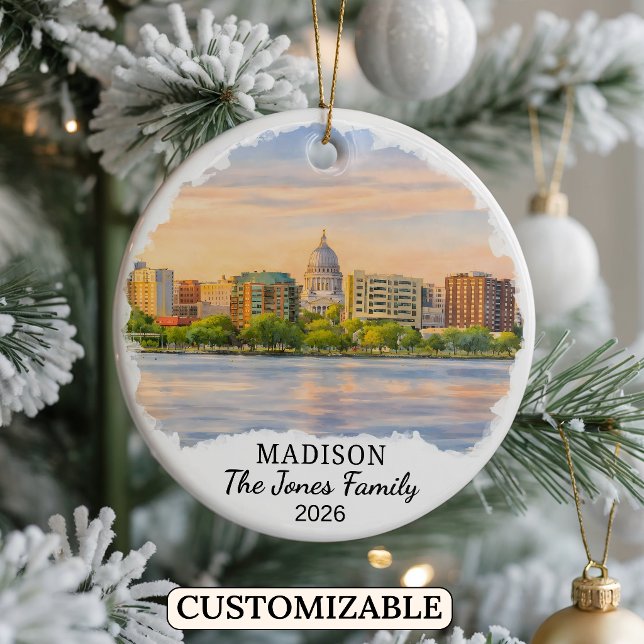 Personalised Madison Ornament, Custom Wisconsin Ceramic Ornament (Creator Uploaded)