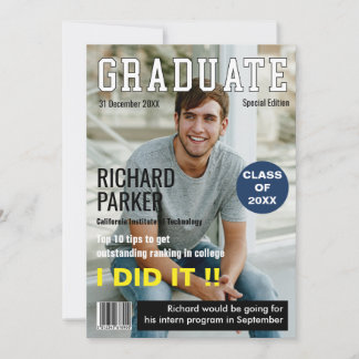 Personalised Magazine Style Graduation Thank You Card