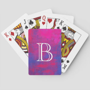 Personalised Magenta and Blue Abstract Painting Playing Cards