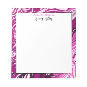 Personalised Magenta and Pink Marble Fluid Art  Notepad
