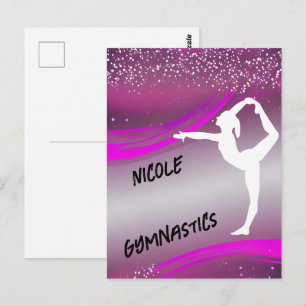 Personalised Magenta Gymnast Silhouette Postcard