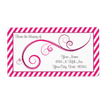 Personalised Magenta Swirl Bookplate