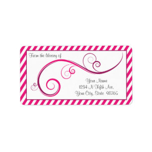 Personalised Magenta Swirl Bookplate Label