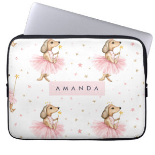 Personalised Magical Fairy Dachshund Dog in Pink  Laptop Sleeve