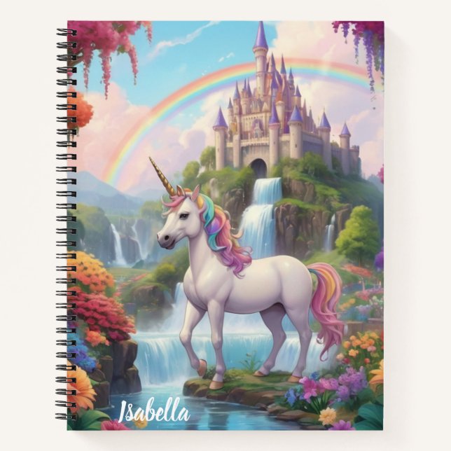 Personalised Magical Fairy Tale Unicorn  Notebook (Front)
