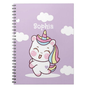 Personalised Magical Kawaii Whimsical Unicorn Notebook