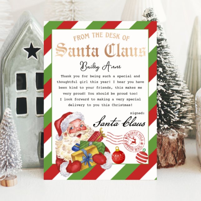 Personalised Magical Letter from Santa Printable Invitation (letter from Santa claus from the North pole magical and festive watercolor letter)