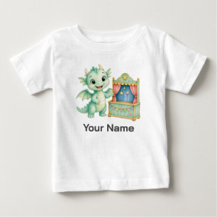 Personalised Magical Little Dragon Puppet Stage Baby T-Shirt