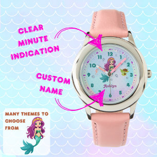 Personalised Magical Mermaid Learning To Tell Time Watch