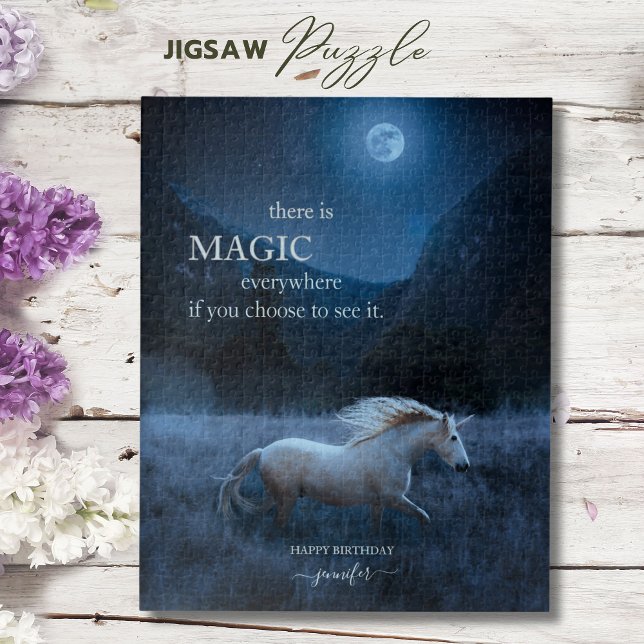 Personalised Magical Moonlight Unicorn Jigsaw Puzzle (Personalized Magical Moonlight Unicorn Jigsaw Puzzle)