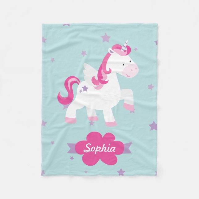 Personalised Magical Unicorn Fleece Blanket (Front)
