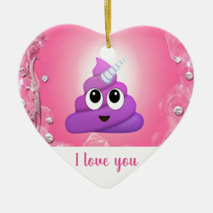 Personalised Magical Unicorn Poop Emoji Ceramic Tree Decoration