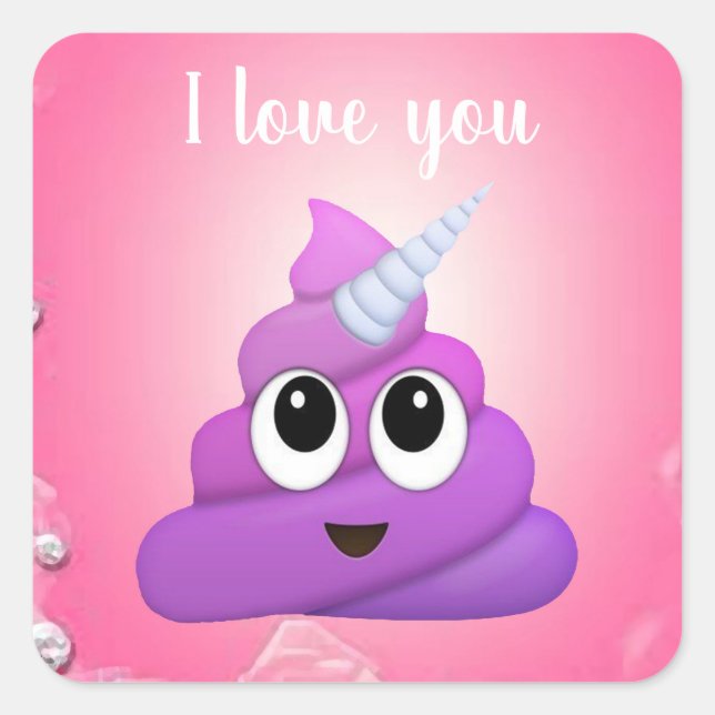 Personalised Magical Unicorn Poop Emoji Square Sticker (Front)