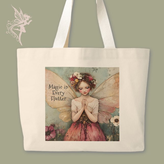 Personalised Magical Whimsical Fairy Flower Garden Large Tote Bag (Creator Uploaded)